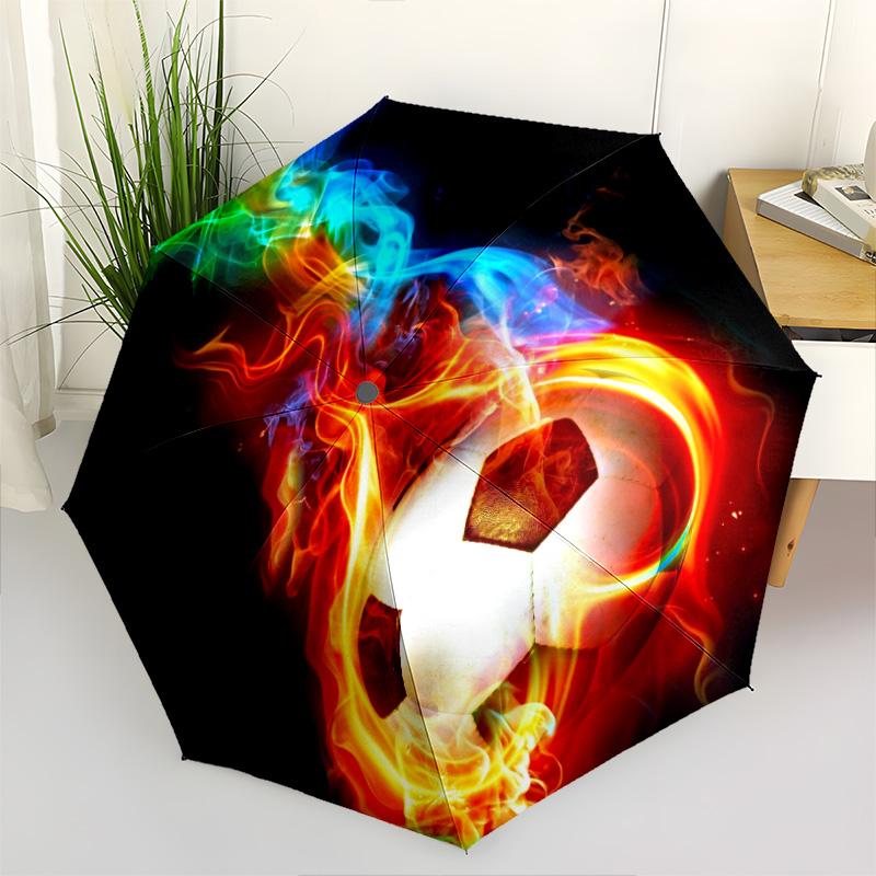 1pc football Umbrella Portable Folding Umbrella Iron Frame Hole Bone Structure Outdoor Home Umbrella