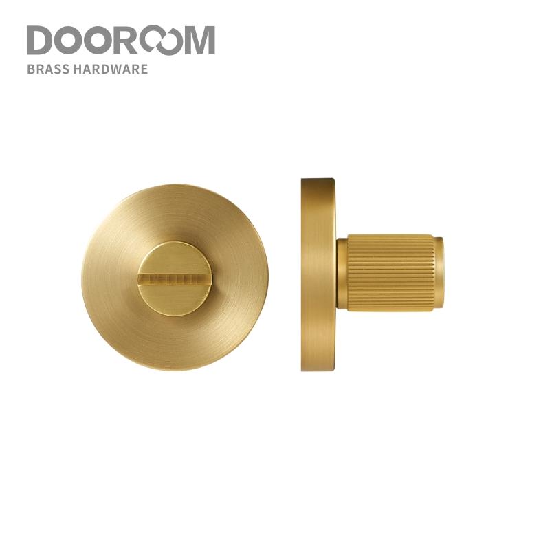 DOOROOM Brass Door Lock Key Escutcheon Plates Knurled Striped Thumbturn for Inside Door Room Bathroom Thumb Turn