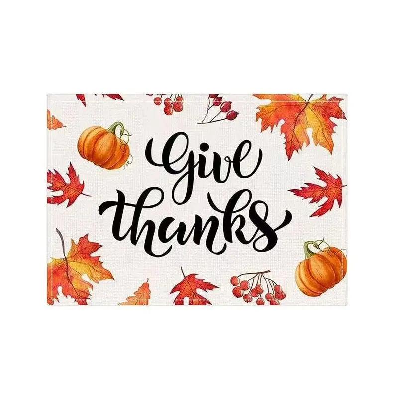 1PC Fall Pumpkin Placemats for Dining Table Autumn Thanksgiving Seasonal Holiday Decoration Rustic Washable Table Mats