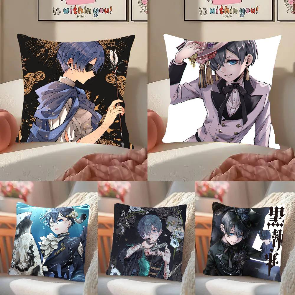 Ciel Phantomhive Anime Black Butler Pillow Case Fashion Square Pillowcase Bedroom Sofa Room Ins Decoration Leisure