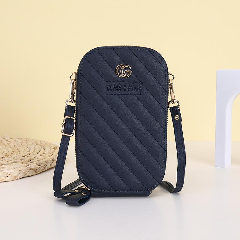New solid color mobile phone bag women's simple, small, fresh and large capacity shoulder crossbody small bag multi-card women's bag