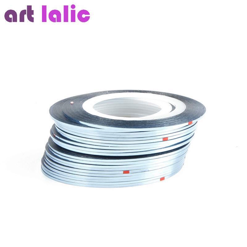 

10 рулонов полосатых лент для ногтей, наклейка 1 мм, клейкая многоцветная наклейка «сделай сам», маникюр, дизайн ногтей светло-синий