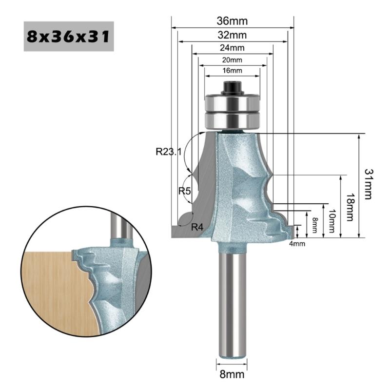 Frame Molding Router Bit Metal Door Bucket Line Knife Portable Handrail Knife Replacement for Woodwork Handrail Knife