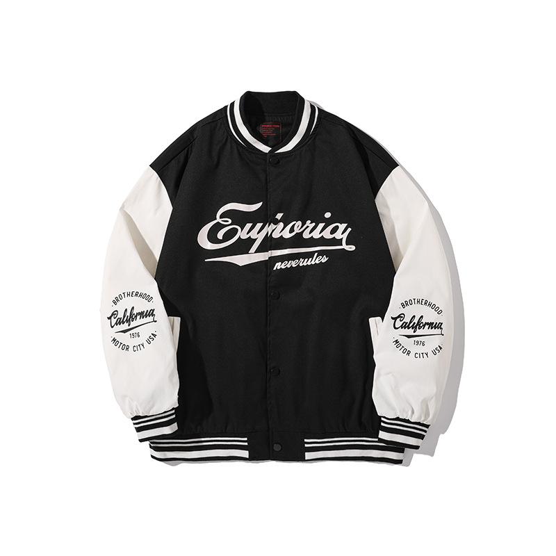 

Мужское пальто, бейсбольный костюм для пары, универсальная свободная повседневная куртка с принтом XXL чёрный