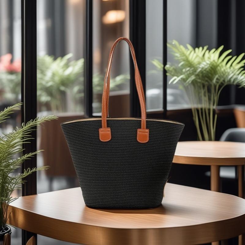 Strohtasche Damen Sommerwind neu Strand Meerseite Outdoor Urlaub Großraum Schultertasche