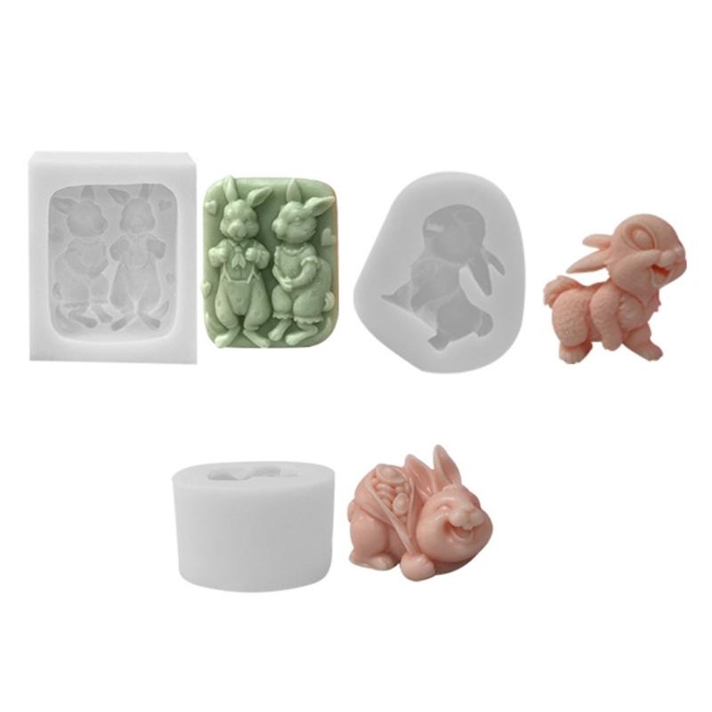 Non-stick Rabbit Candle Silicone Mold for Candle Making DIY Handmade Soap Mould Chocolate Cake Decorating Tool Crafts