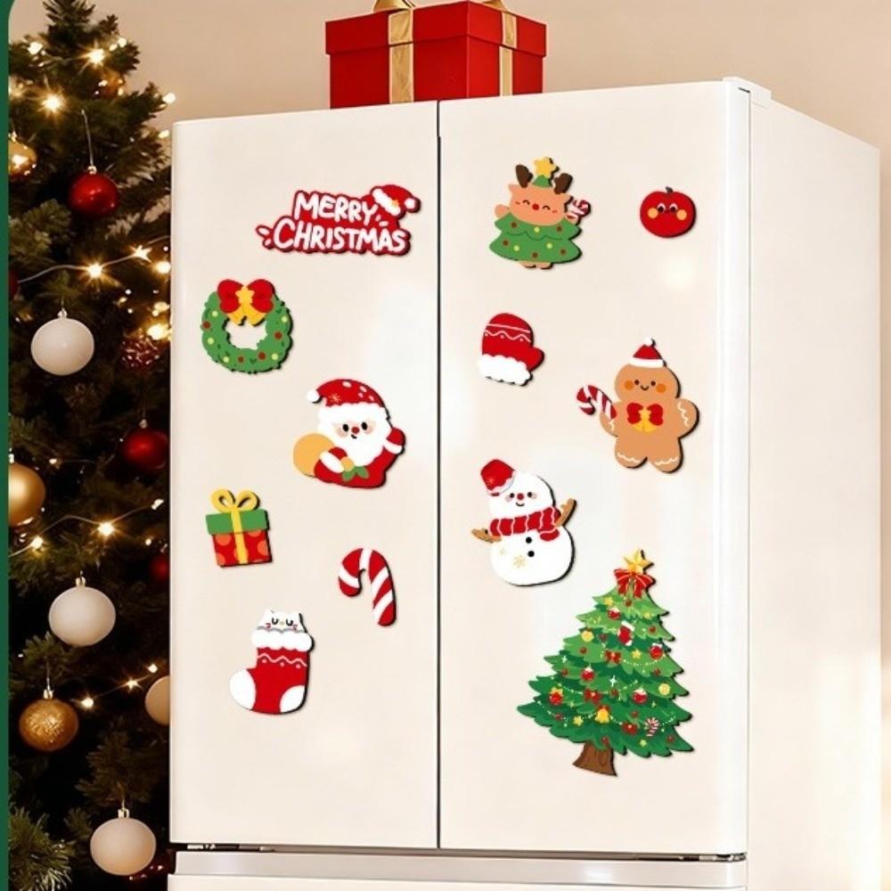 12pcs/set Cartoon Christmas Fridge Magnets Set Animal Magnetic Stickers  Kitchen Cabinet