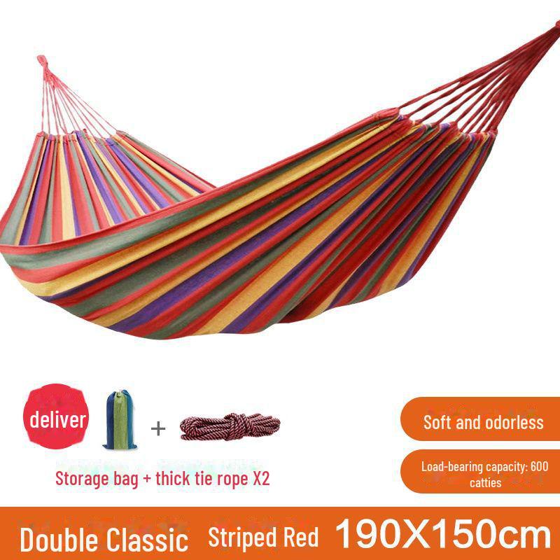 Hängemattenschaukel aus Segeltuch für den Außenbereich, Einzel-/Doppelhängematte, Überrollschutz, Polyester-Baumwolle, Farbstreifen-Design