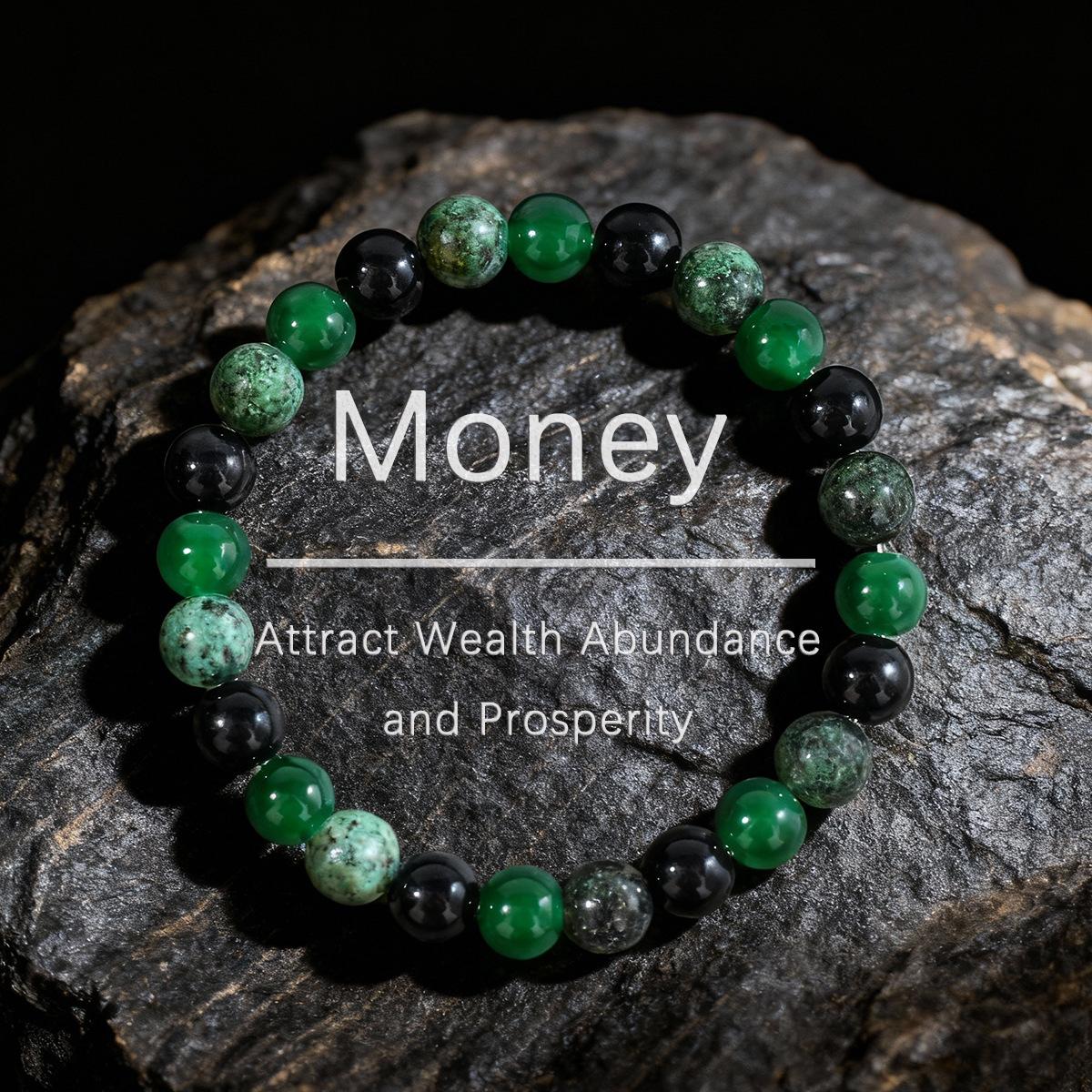 

8MM Fashionable Green Beaded Bracelet For Women Handmade Elastic Rope Chain Bracelet Men The Best Jewelry Gift