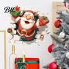 Saisonale Wandkunst 3D Weihnachtsmann Weihnachtsaufkleber, Durchbrechende Rentier Abnehmbare PVC-Fensteraufkleber, Winterferien Dekorationen für Wohnzimmer