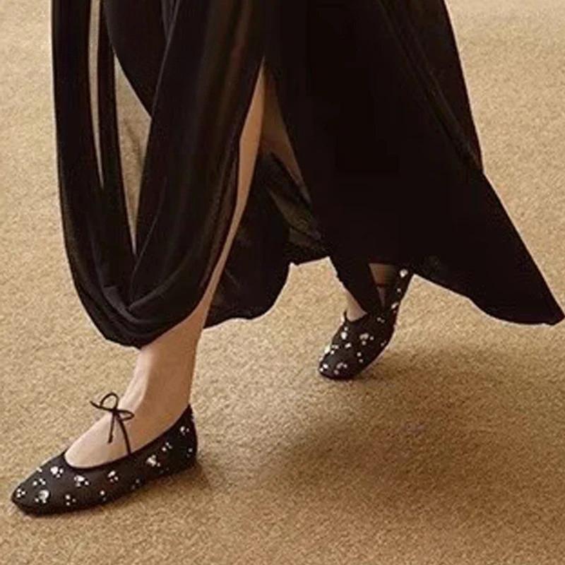 Mode Komfort Atmungsaktives Mesh Ballerinas Damen Luxus Kristalle Dekoration Mary Jane Schuhe Elegant Leichtgewichtige Weiche Sohle Freizeitschuhe