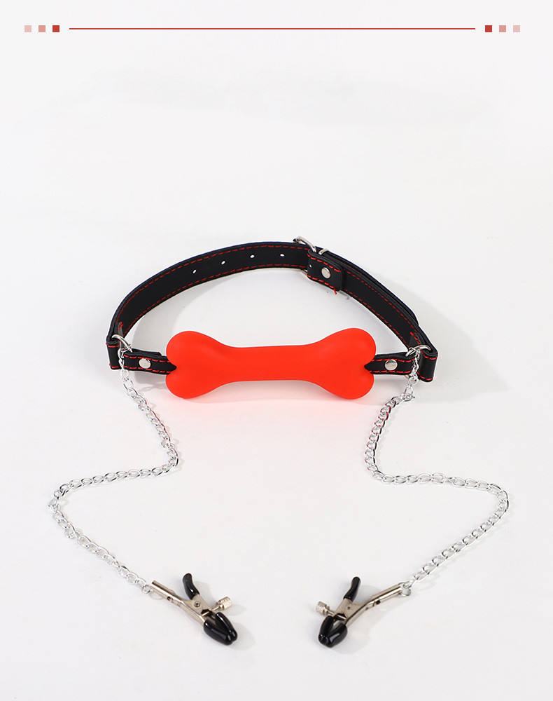 Sexy BDSM-Accessoires: Knochenförmige Ballgags, Brustwarzenklemmen, Brustfolterspielzeug, Trainings-Sexspielzeug für Paare, Silikongags