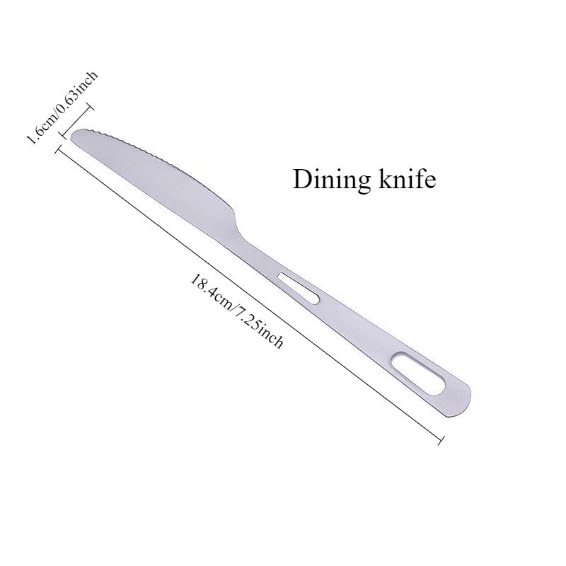 Vesela de titan pur, set de tacamuri de camping in aer liber, set de trei piese, set de tacamuri din titan de calitate alimentara sanatos, cutite, furculite, linguri