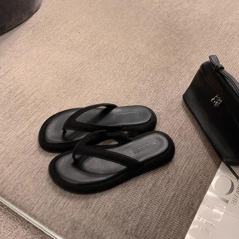 A Pair of Sheepskin On Hand Feels Like Stepping On Shit, Beach Vacation Thick-soled Flip-flops, Women's Summer Cool Slippers, Outer Wear