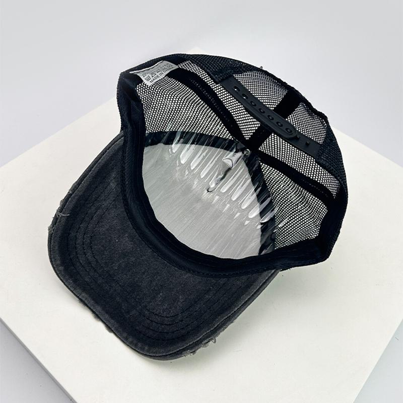 New Unisex Block Broken Baseball Hats Distress Breathable Mesh Sunshade Retro Trucker Caps Versatile Simple Fashion
