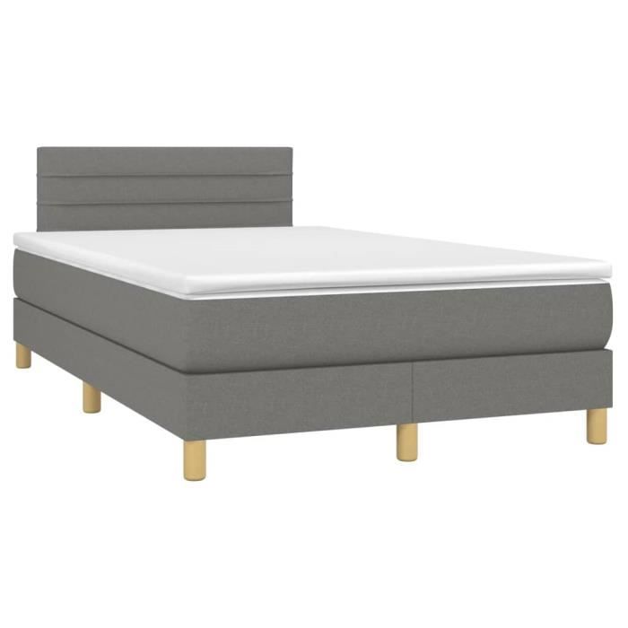 3140682 vidaXL Lit à sommier tapissier avec matelas Gris foncé 120x200cm Tissu