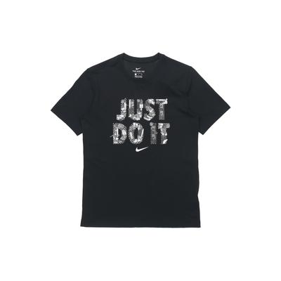 Just Do It Letterprint Sport T-shirt met Korte Mouwen Heren Tops Zwart DD0802-010