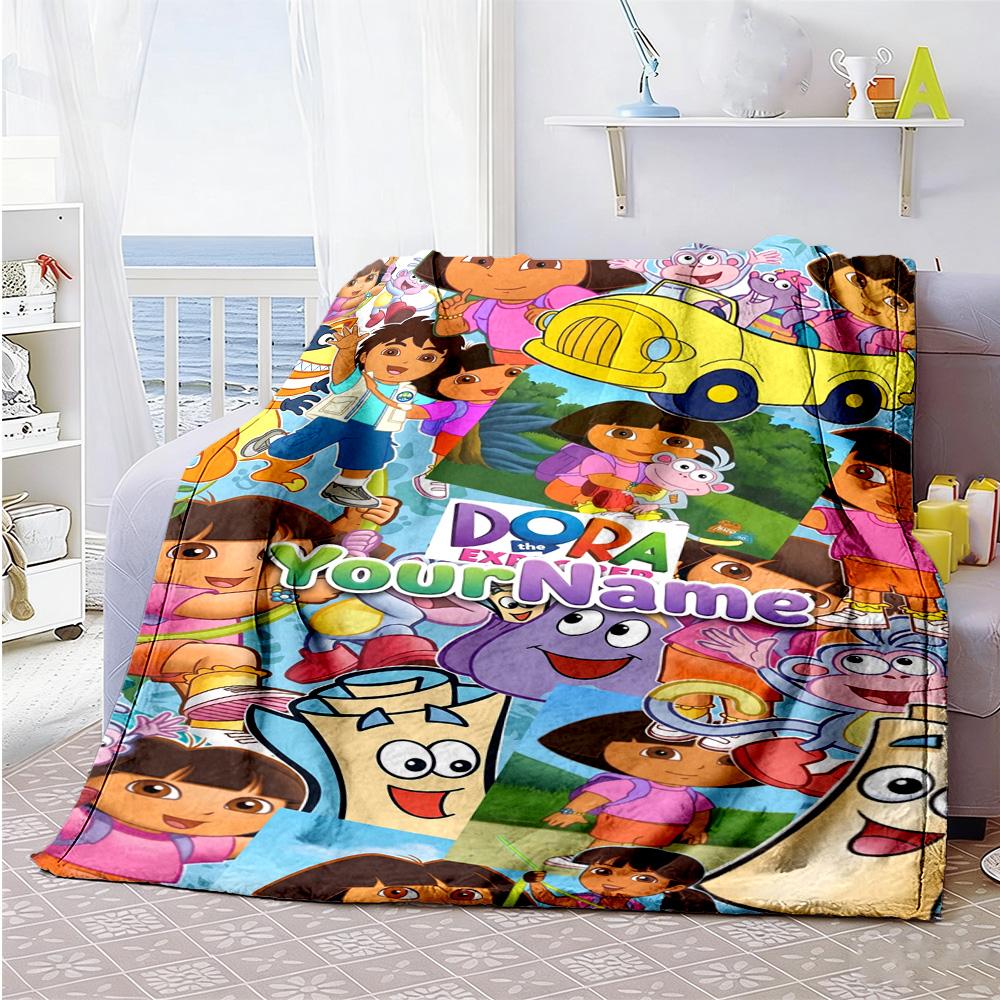 Dora Explorer Personalized Text Blanket Throw Personalized Blanket Ultra-Soft Suitable for Living Room Sofa Seaside Livingroom