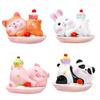 Cartoon Pastry Animal Miniature Statue Resins Cream Cake Dog Rabbit Pig Figurine Desktop Decoration Ornament Gift Choice