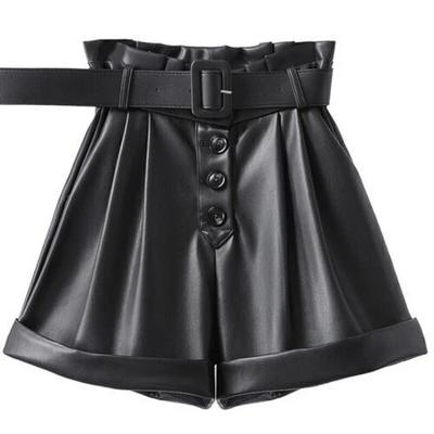 Festivi Pantaloncini in Vera Pelle Caldi Nuovi Fatti a Mano Slim Fit da Donna a Vita Alta con Cintura