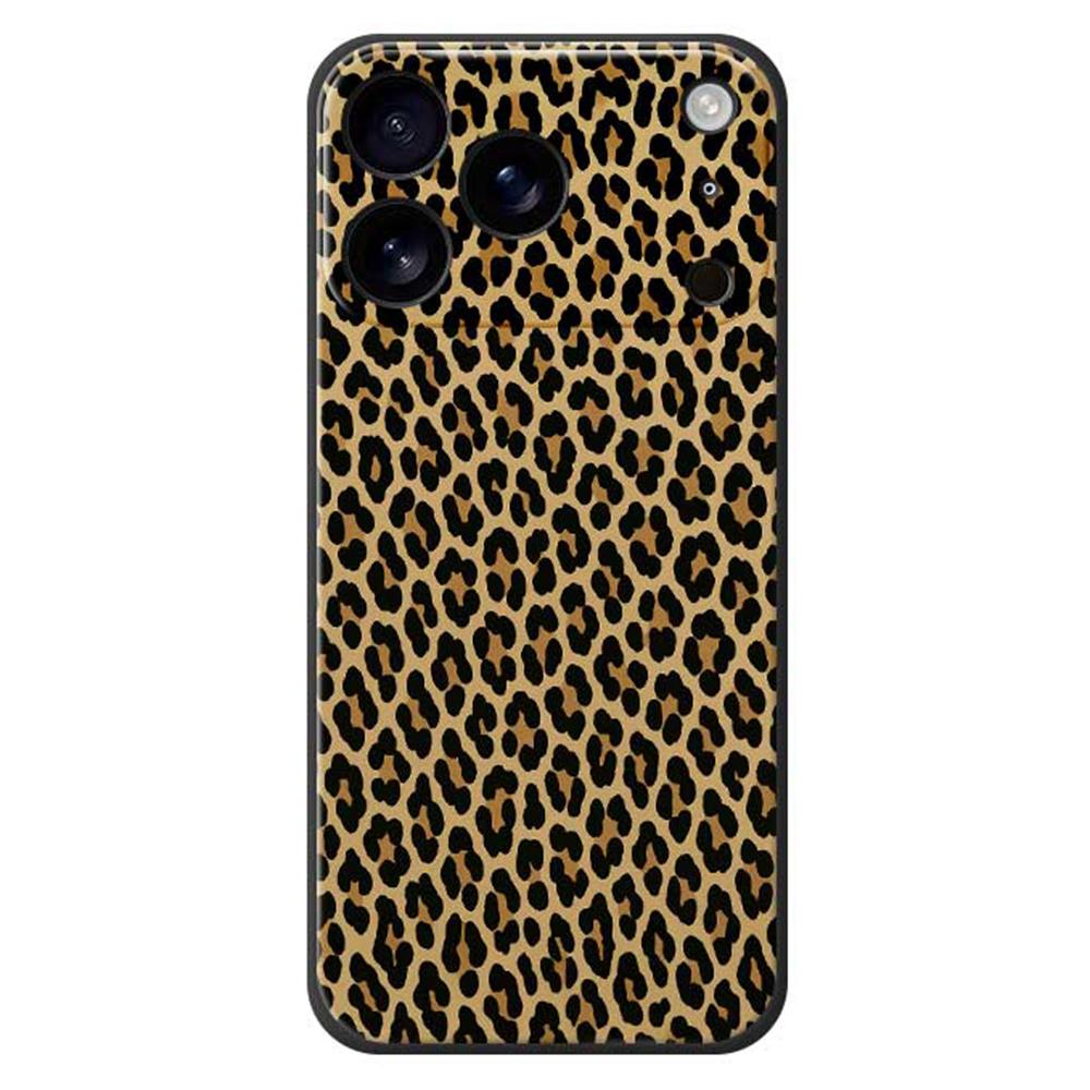 

For iPhone 17 Pro Max Case Leopard Print Pattern Printing Straight Edge TPU Phone Back Cover Black