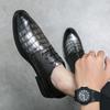 Luxury Brand Crocodile Pattern Leather Shoes Lace-up Loafers Business Moccasin Thick Bottom Pointed Toe Designer Men's Shoes