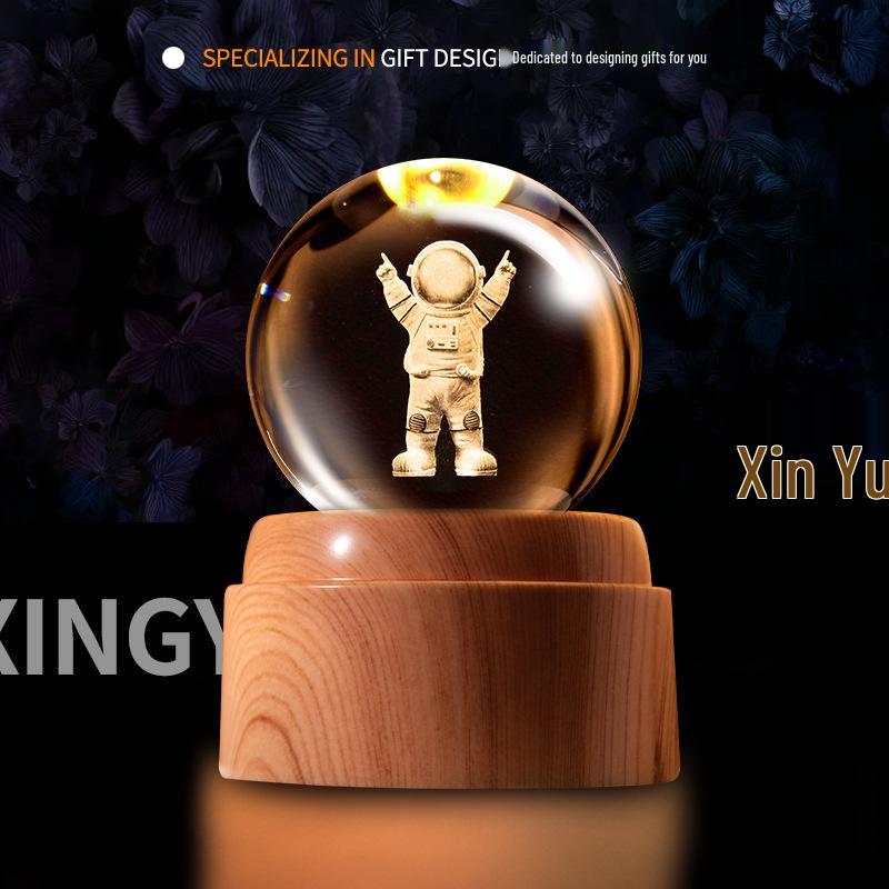 Creative Rotating Crystal Ball Night Light: Decorative Craft for Bedroom Atmosphere and Festive Gift.