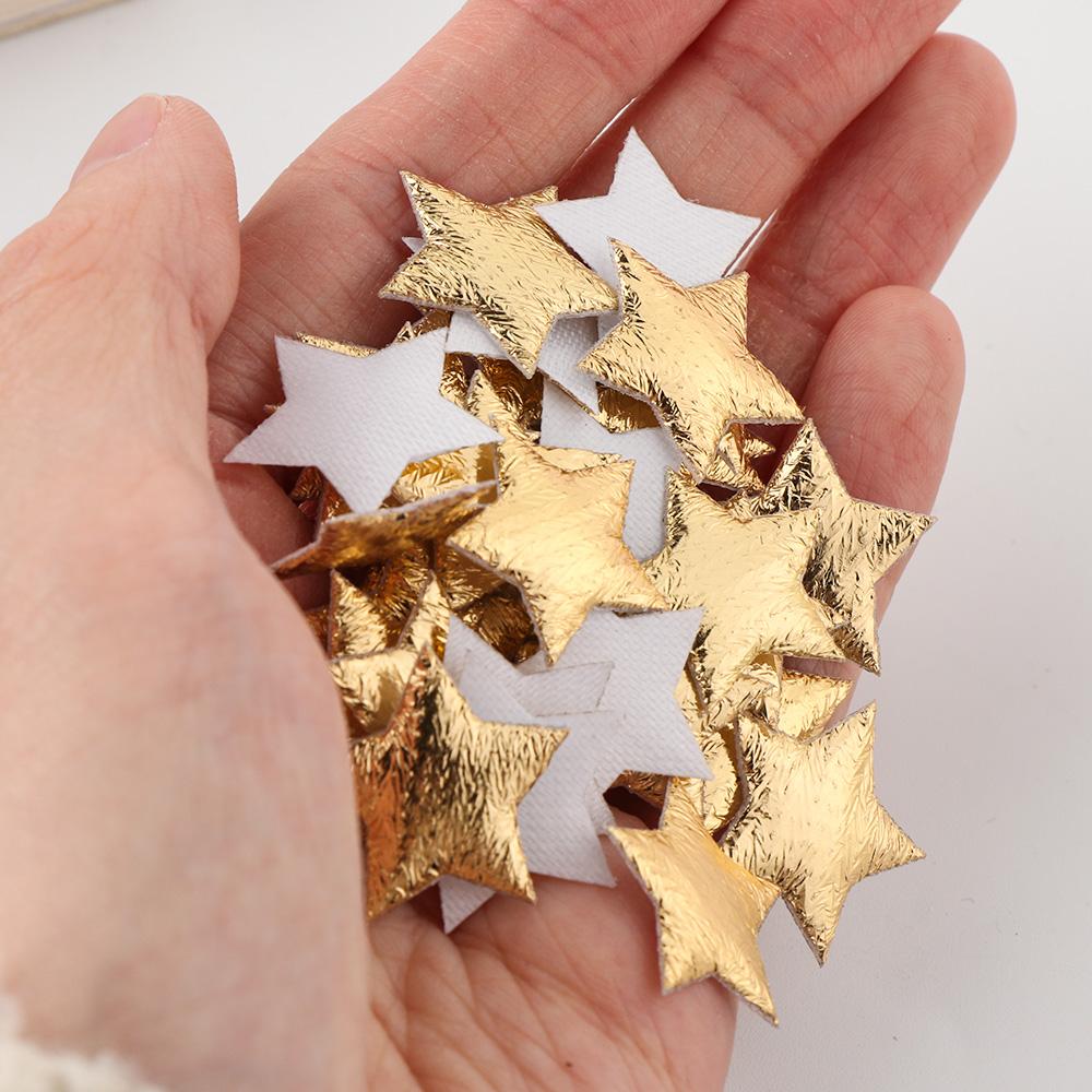 100Pcs Gold/Silver Stars for Christmas Party Decor Foam Fabric Stars DIY Scrapbook Cards Ornaments Embellishments Accessory