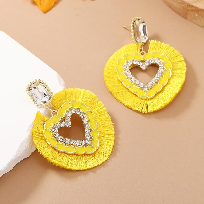 Bohemian Retro Heart-shaped Rhinestone Alloy Earrings