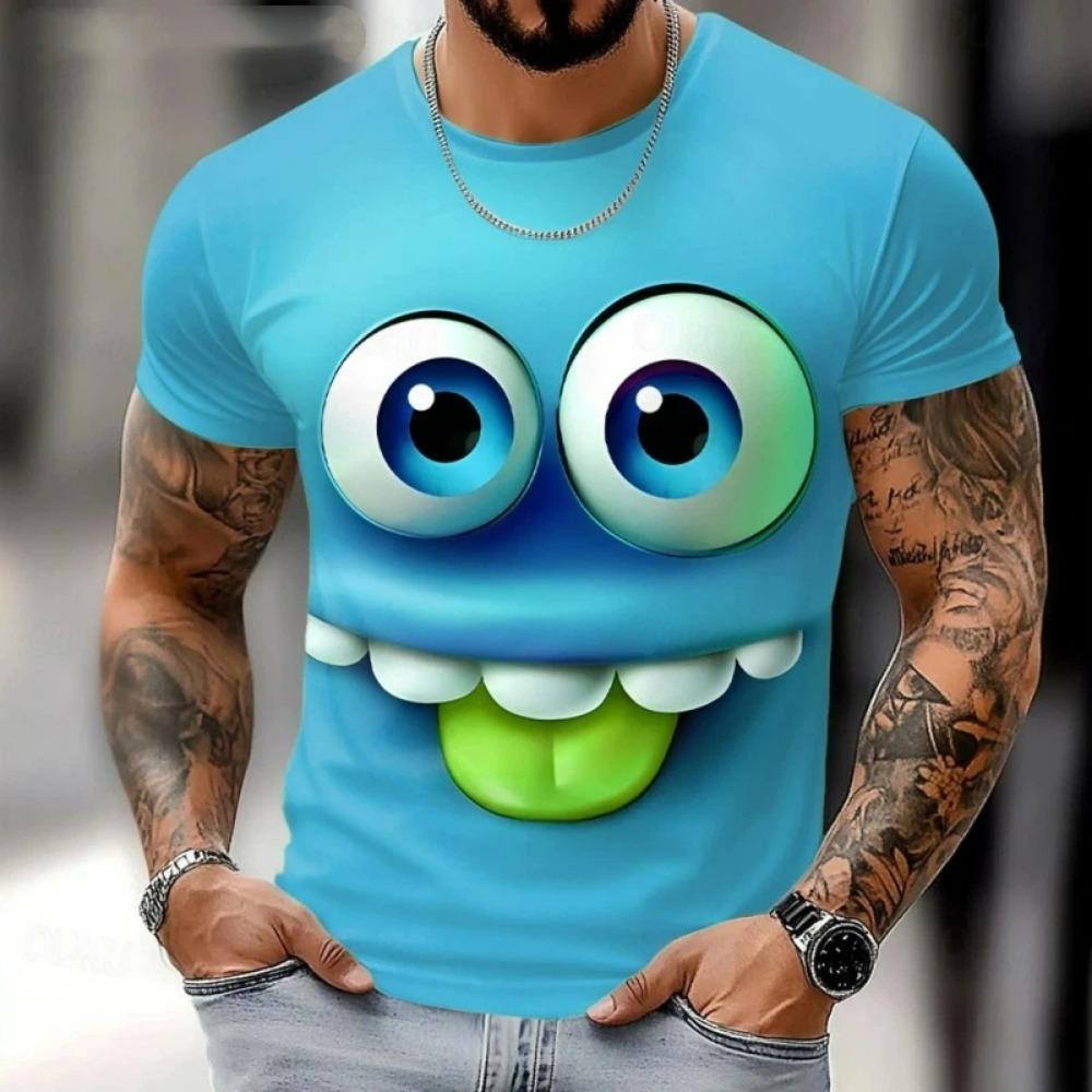 3D Print Abstract Face T-shirt For Men Funny Colorful Graphic Short-sleeved Tees Summer Fashion Round Neck Tops Street Women T-shirt