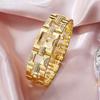 Vintage Legierung Set Temperament Damen Armbanduhr Quadratisch Streifen Mit Diamanten Besetzt Britische Damenuhr Stahlarmband
