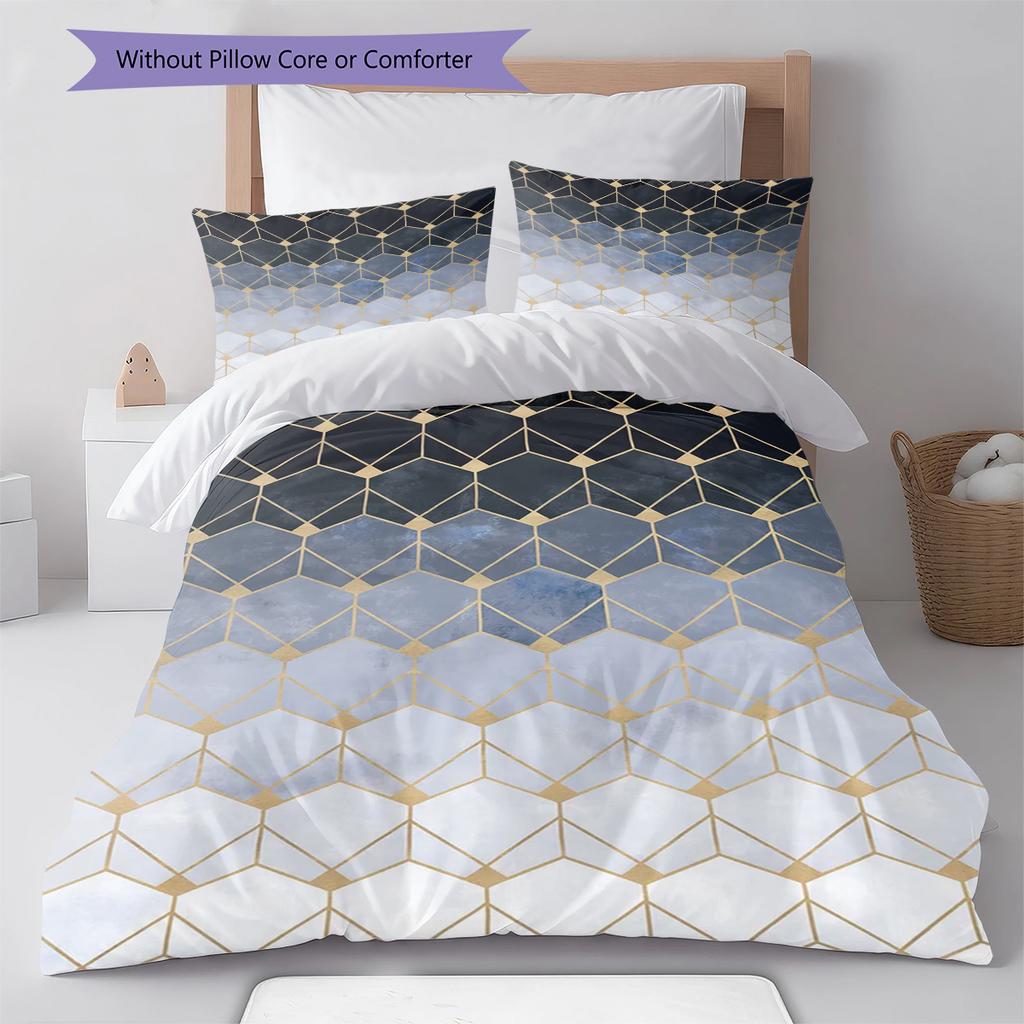 Geometric Marble Pattern Bedding Quilt Set Quilt Cover Pillowcase Home Decoration Gift (1 * duvet cover + 2 * pillowcase, without core)