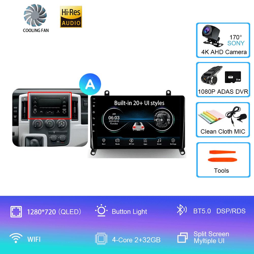 Car Radio for Toyota Hiace H300 VI 6 GranAce I 1 2019 - 2022 Multimedia Video Player Navigation GPS Android 14 2 Din Dvd