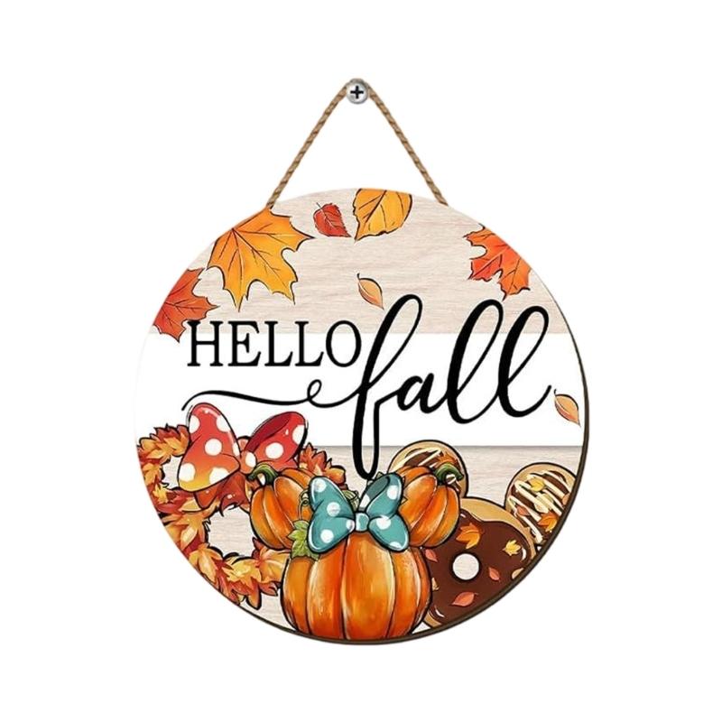Fall Door Sign Wooden Autumn Pumpkins Door Hangers Maple Wall Decors for Outdoor Porch Wall Fall Harvest Hanging Decorations
