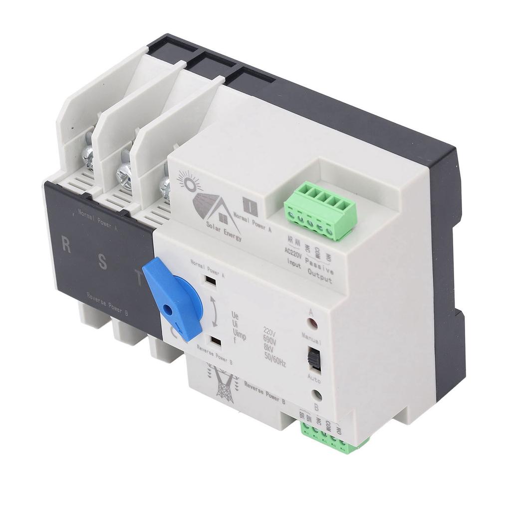 Comutator automat de transfer cu dublă alimentare 3P 63A, întrerupător de circuit cu comutare pentru laborator 220V