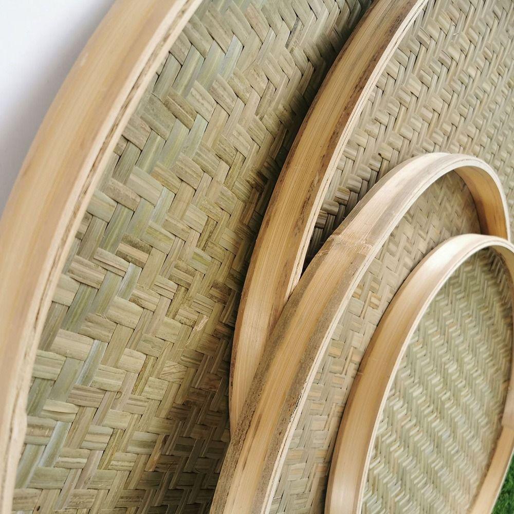 New Arrival Fruit Bread Basket Fruit Bread Basket Weaving Bamboo Sieve DIY Decorative Storage Trays Raft Round Dustpan