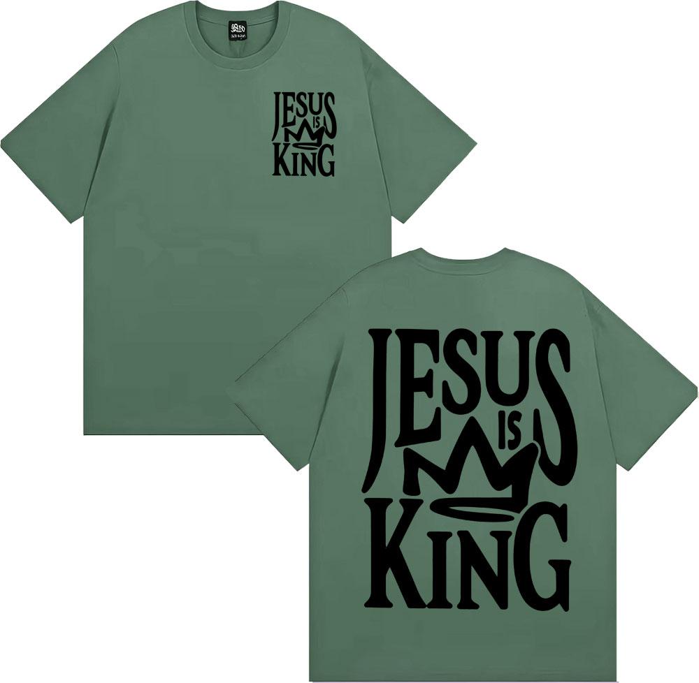 Jesus Is King Oversized Vintage Christian Printed T Shirts Men Women Gothic Vintage Tshirt 100 Cotton Comfort Crewneck T Shirt