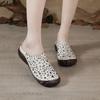 New Genuine Leather Breathable Casual Women's Sandals National Style Soft Sole Comfortable Breathable Slippers Hollow Mother's Shoes