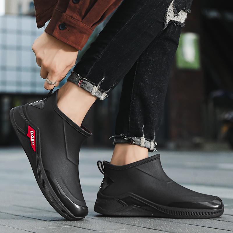 Men's Rain Shoes Fashion Youth Casual Comfort Light Thick Sole Soft Sole Anti Slip Wear-resistant Waterproof Outdoor Rain Boots