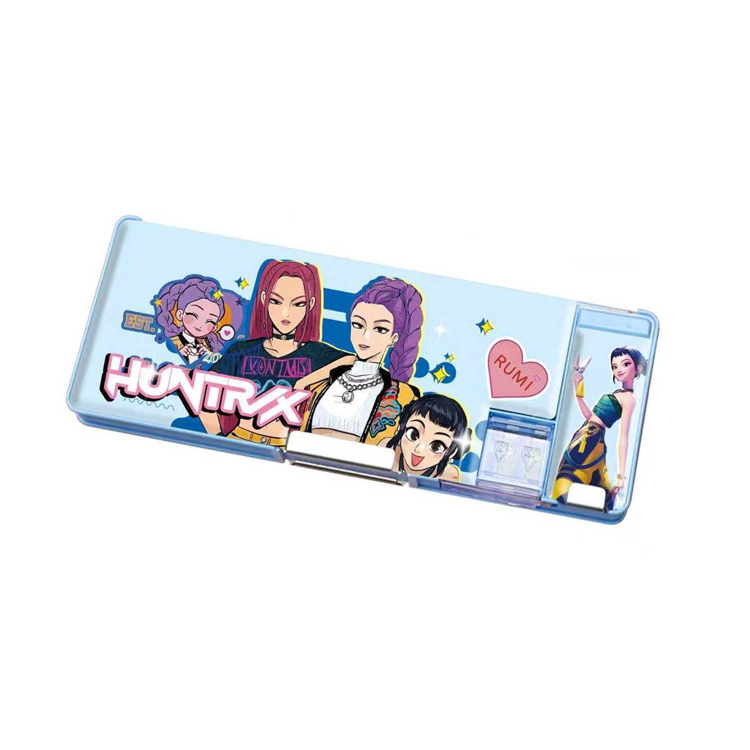 

The Witch Hunter Team Double-layer Stationery Box Cute K-POP Multi-functional Large-capacity Pen Case for Children blue