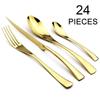 Food 24Pcs Flatware Set For 6 Rainbow Dinnerware 18/10 Stainless Steel Flatware Set Steak Knife Tableware Fork Spoon Teaspoon Cutlery Set