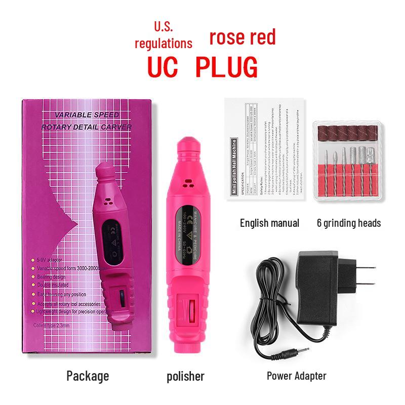 "Portable Electric Nail Polisher with Convenient Handle and Cap"