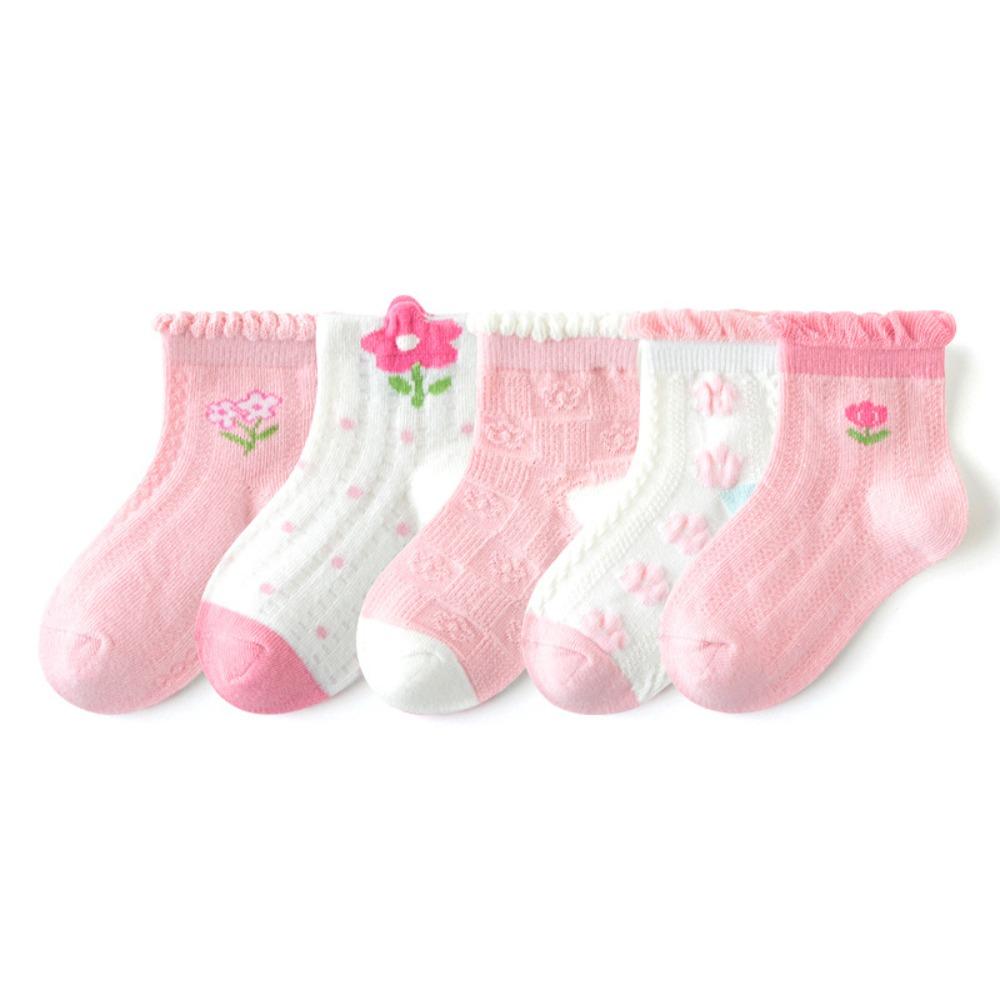 5Pairs Fashion Ruffle Baby Cotton Socks Autumn Spring Cute Toddle Short Tube Socks Sweet Mid-calf Newborn Socks Children