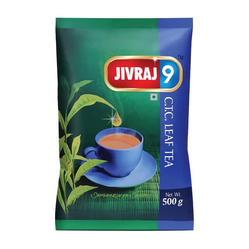 Jivraj 9 Ctc Assam Leaf Black Tea-Pack Of 500Gram, Premium Ctc Chai With Blended Loose Leaves, Strong Aromatic & Quick Brewing Tea With Sup
