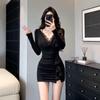 Pure Desire Lace Sexy Design Short Dress - Women's Autumn Winter Hip-Hugging Waist-Cinching Skirt