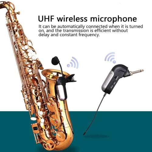 Wireless Instrument Microphone, Pickup Microphone for Horn, Trumpet, Clarinet, UHF Clip-on Gooseneck Condenser Microphone for Saxophone