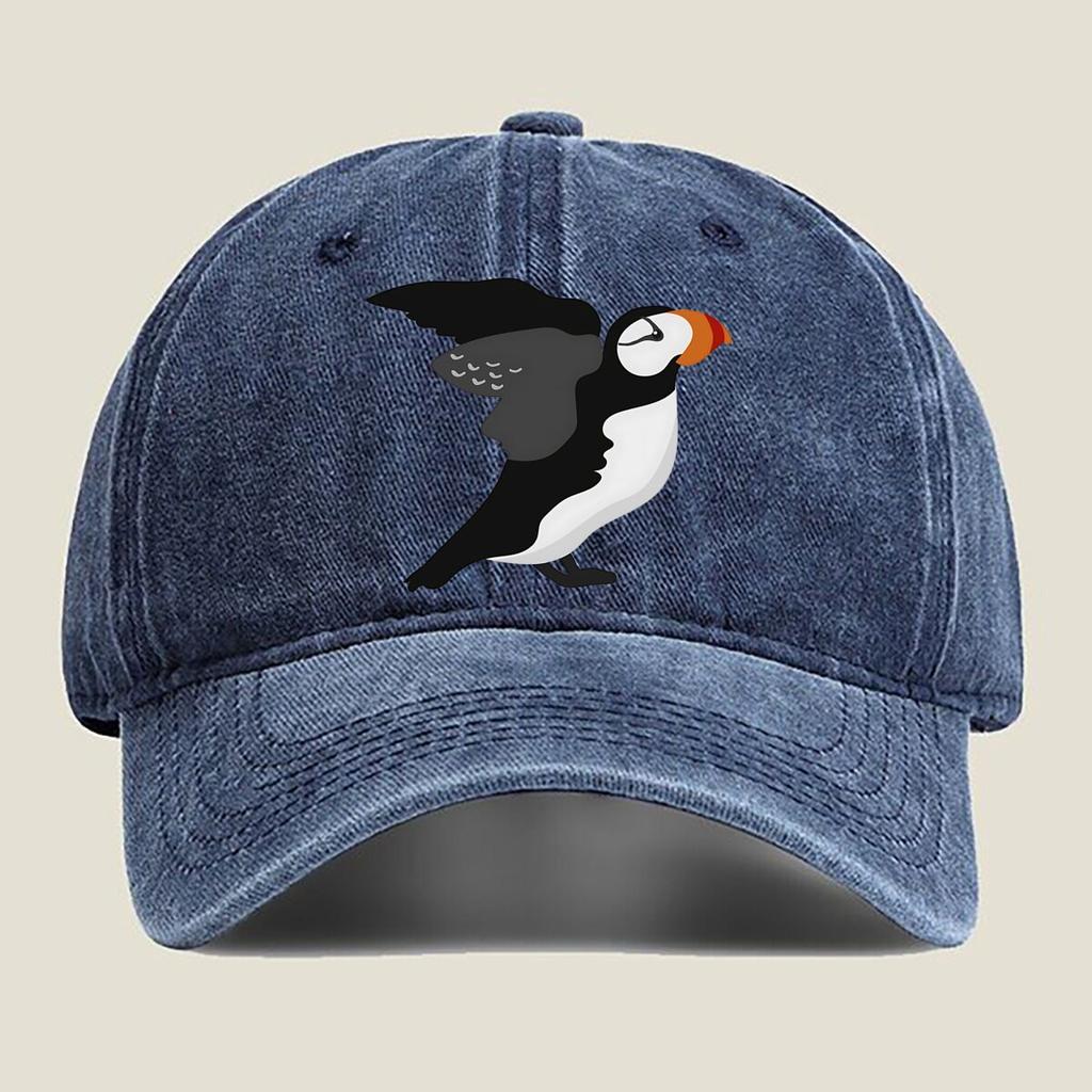 Puffin Bird Orange Beak Design Baseball Cap Unisex Women Distressed Washed Sun Cap Outdoor Workouts Hat