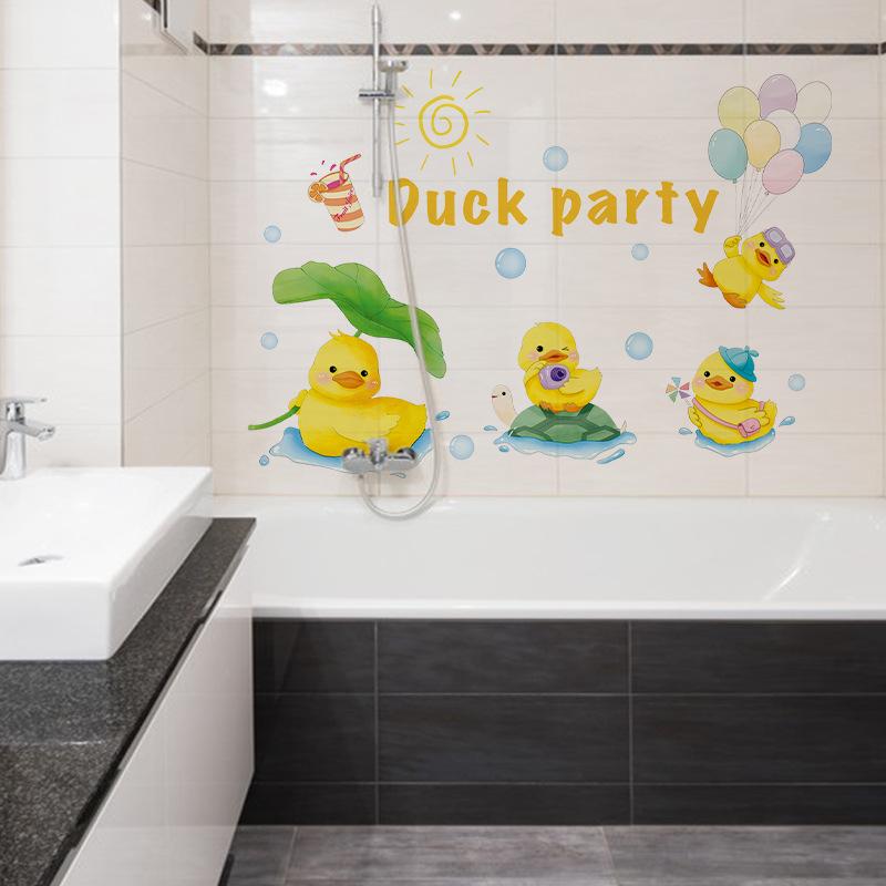 Cartoon Animal Little Yellow Duck Wall Sticker Bathroom Wall Decoration Waterproof and Moisture-proof Sticker Self Adhesive Wall Decals