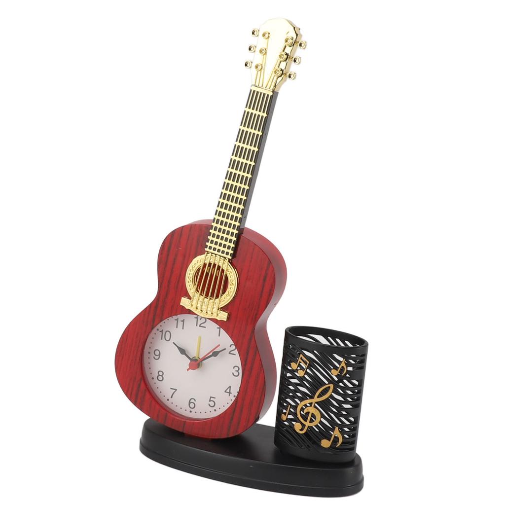 Gitarrenwecker, multifunktional, dekorativ, robust, Gitarrenuhr mit Stifthalter, Bleistiftspitzer