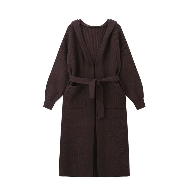 Kaslead New Arrival Women's Clothing Fashion Style Fashion Minimalist Loose Cardigan with Belt Long Sleeve Knitted Coat